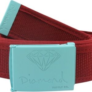 Diamond Supply Co. Burgundy Belt with Teal Buckle